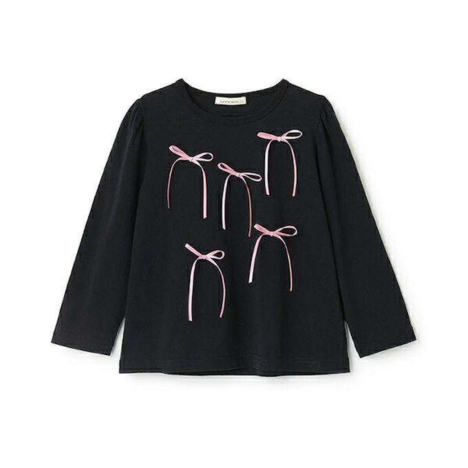 日本 Lycee mine - 100%棉 夢幻蝴蝶結長袖上衣-水藍