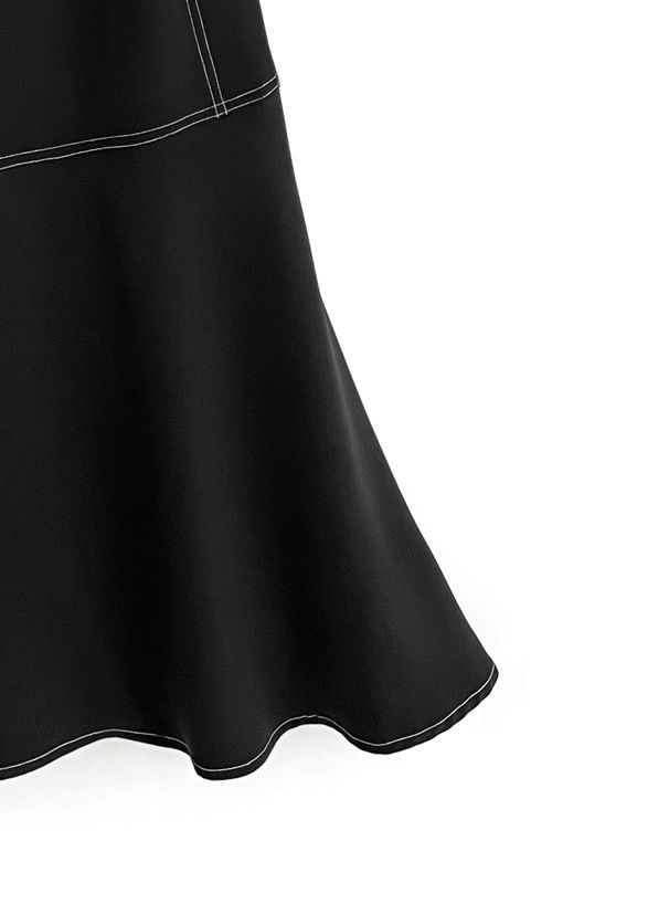 日本 GRL - 英倫率性車線翻領洋裝(附腰帶)-時尚黑