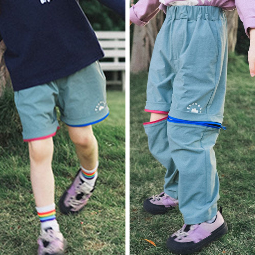 2WAY耐磨抗皺休閒長褲/短褲-藍綠