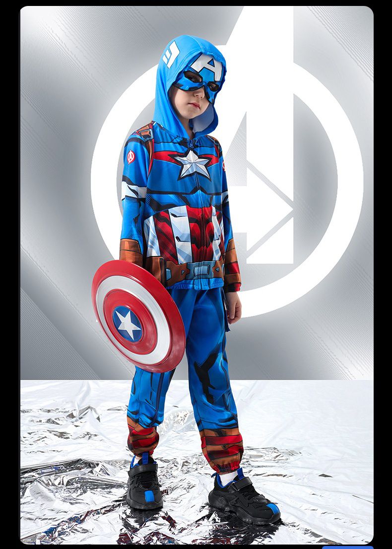 連帽造型防曬套裝/萬聖節-卡通人物蜘蛛人-紅+藍