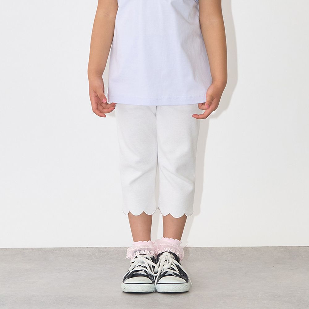 下擺可愛貝殼彈力七分褲-象牙白