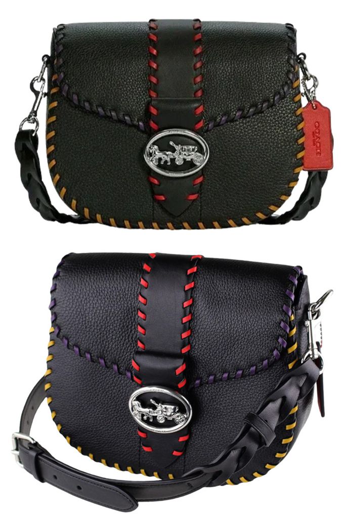 COACH - 皮革編織造型斜背包 (黑色)