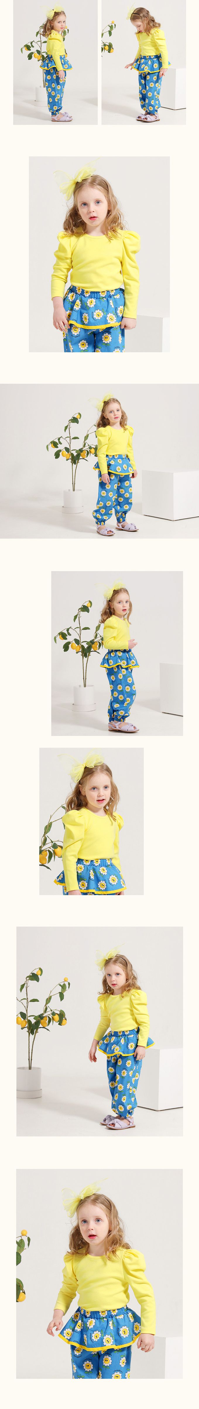 韓國 WALTON kids - 素面泡泡袖長袖上衣-米白