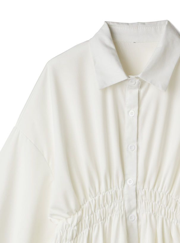 日本 GRL - 甜美翻領縮腰泡泡袖洋裝-黑