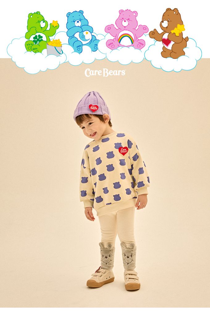 韓國 Care Bears - 鬆緊腰聯名款彈力內刷毛內搭褲-毛絨-象牙白