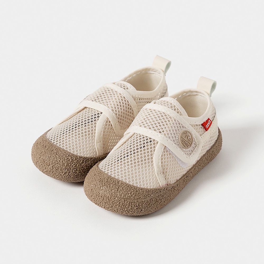 水陸兩穿！網眼透氣玩水沙灘鞋/魔鬼氈懶人鞋-米杏