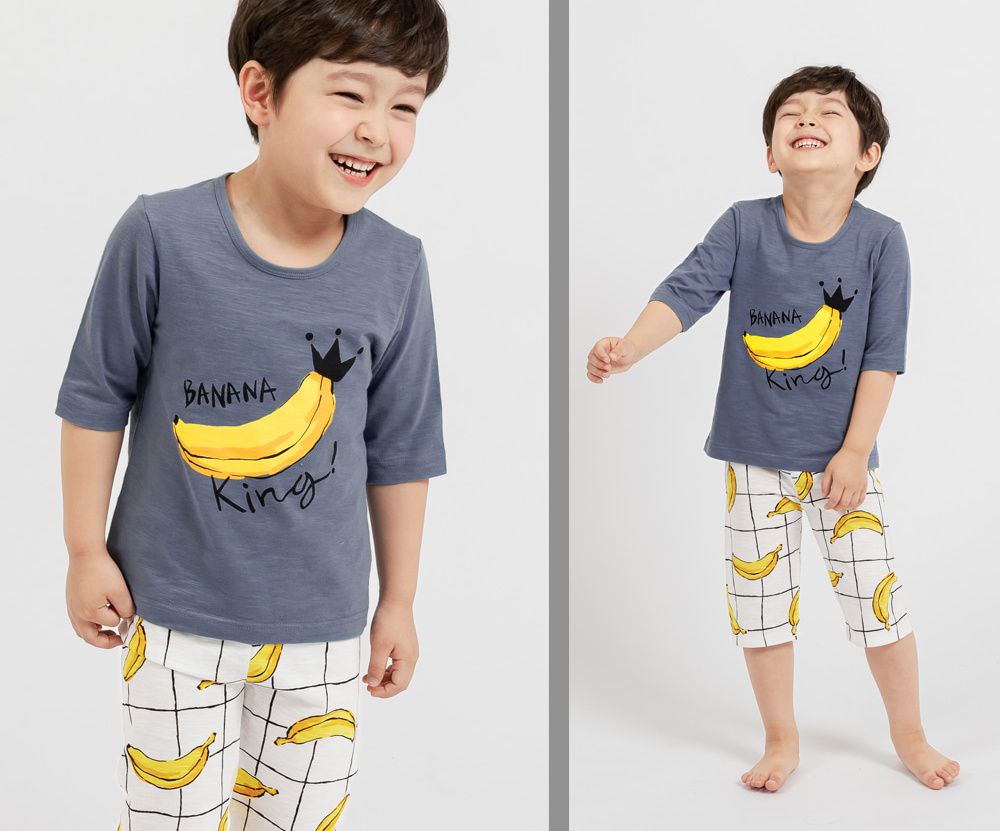 韓國 Mellisse - 韓製極致細柔7分袖家居服(無螢光棉)-香蕉王國的國王