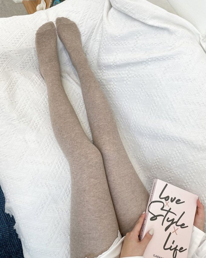 韓國Marian - 時尚保暖彈性褲襪-米色 (Free)