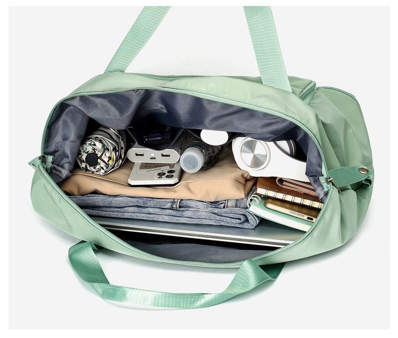 防水乾濕分離可折疊可加大旅行包/運動包-可擴增12cm-果綠色 ((32+12)x41x21cm)