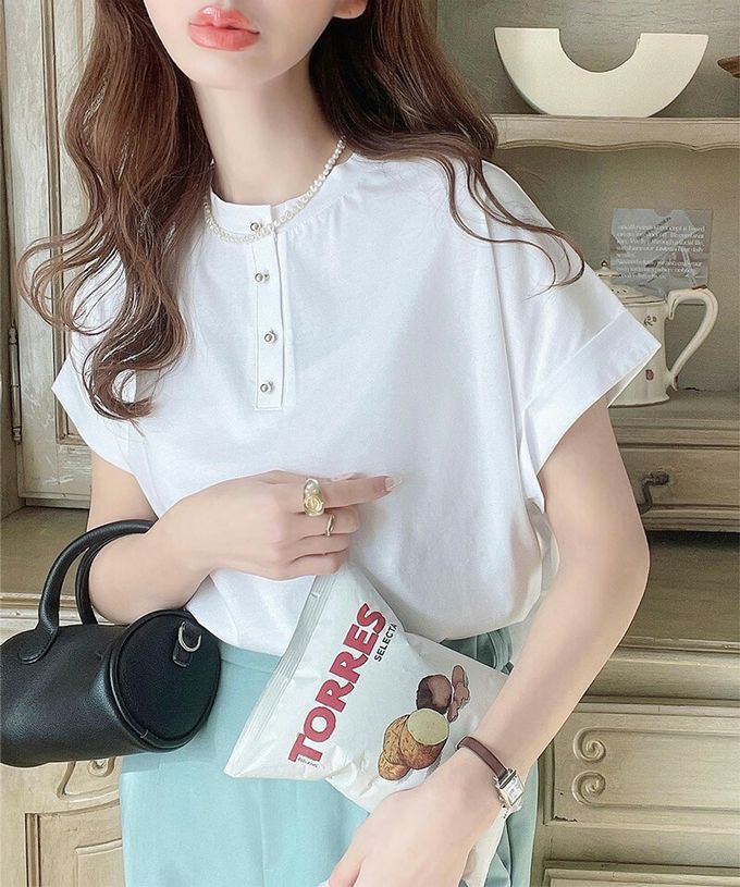 日本 Classical Elf - 前後2way優雅簡約法式袖上衣-淺綠