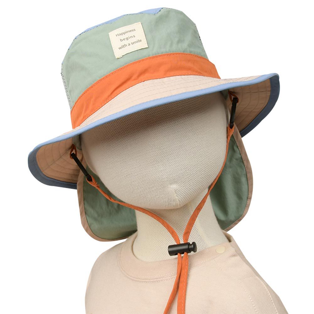 akachan honpo - 探險帽 側邊網眼-附防曬遮陽布-藍色
