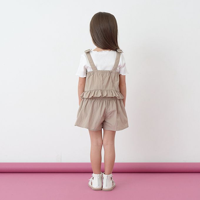 日本 Lycee mine - 可愛吊帶上衣+蓬蓬短褲2件式套裝-卡其