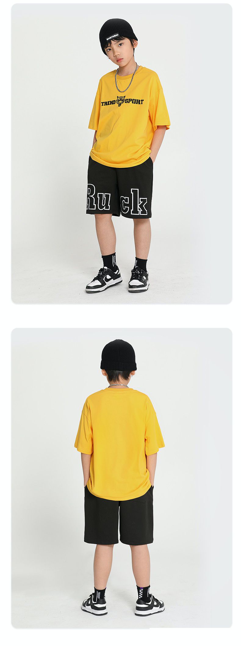 休閒短褲-大英文字款-咖啡色