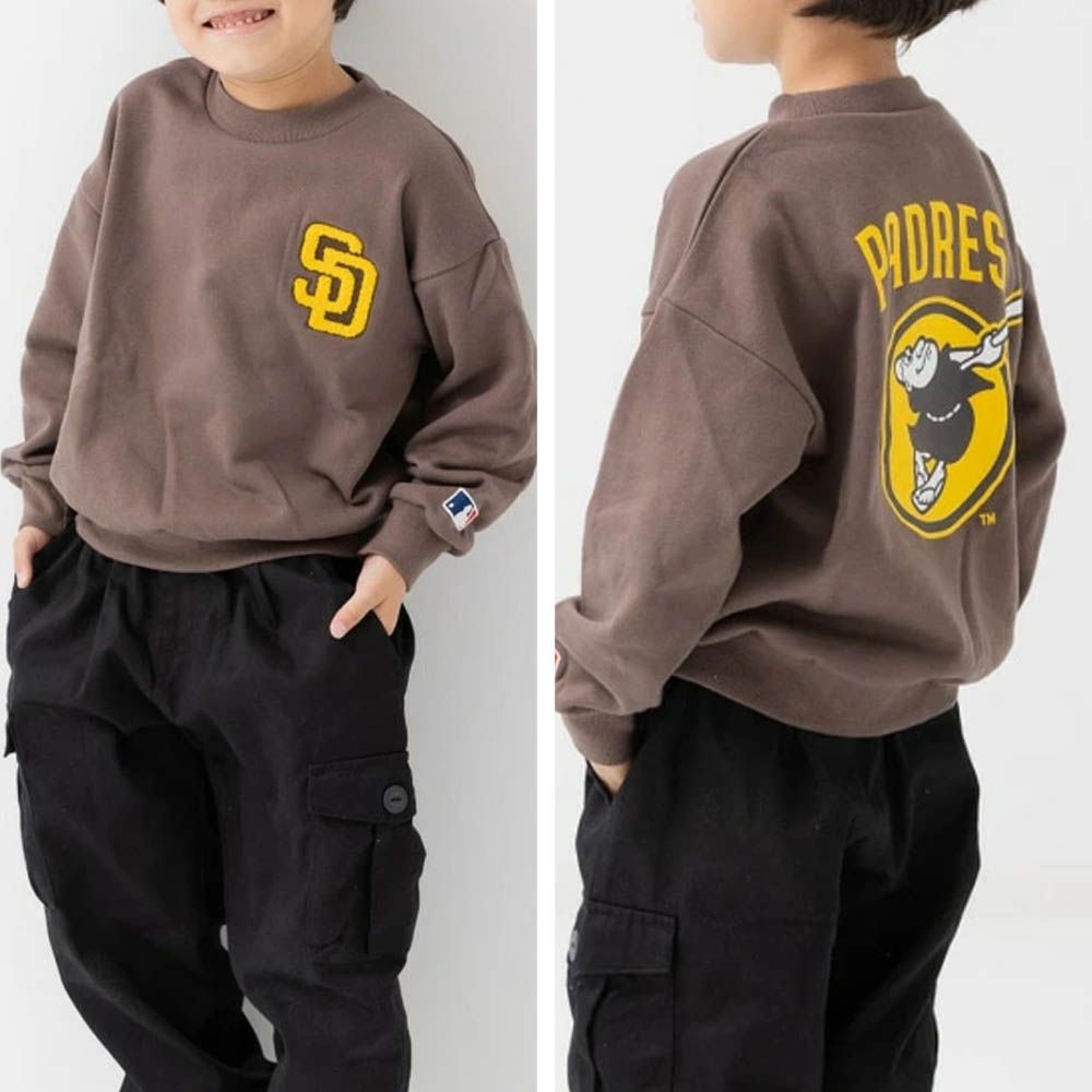 MLB聯名 立體LOGO刺繡長袖上衣-聖地牙哥教士-棕