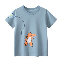 27KIDS - 純棉短袖上衣-鱷魚氣球-水藍