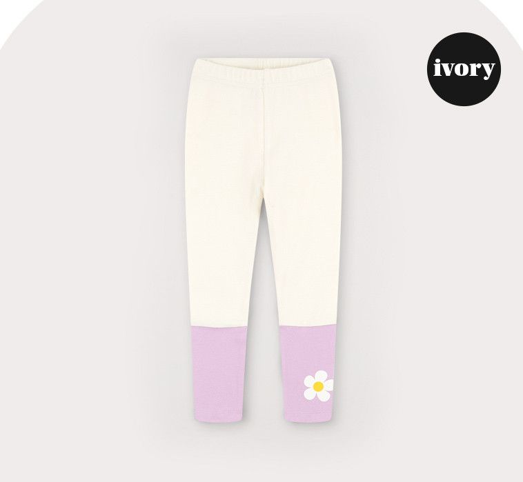 韓國 HEJMINI - 小白花拼接色內搭褲-白X紫