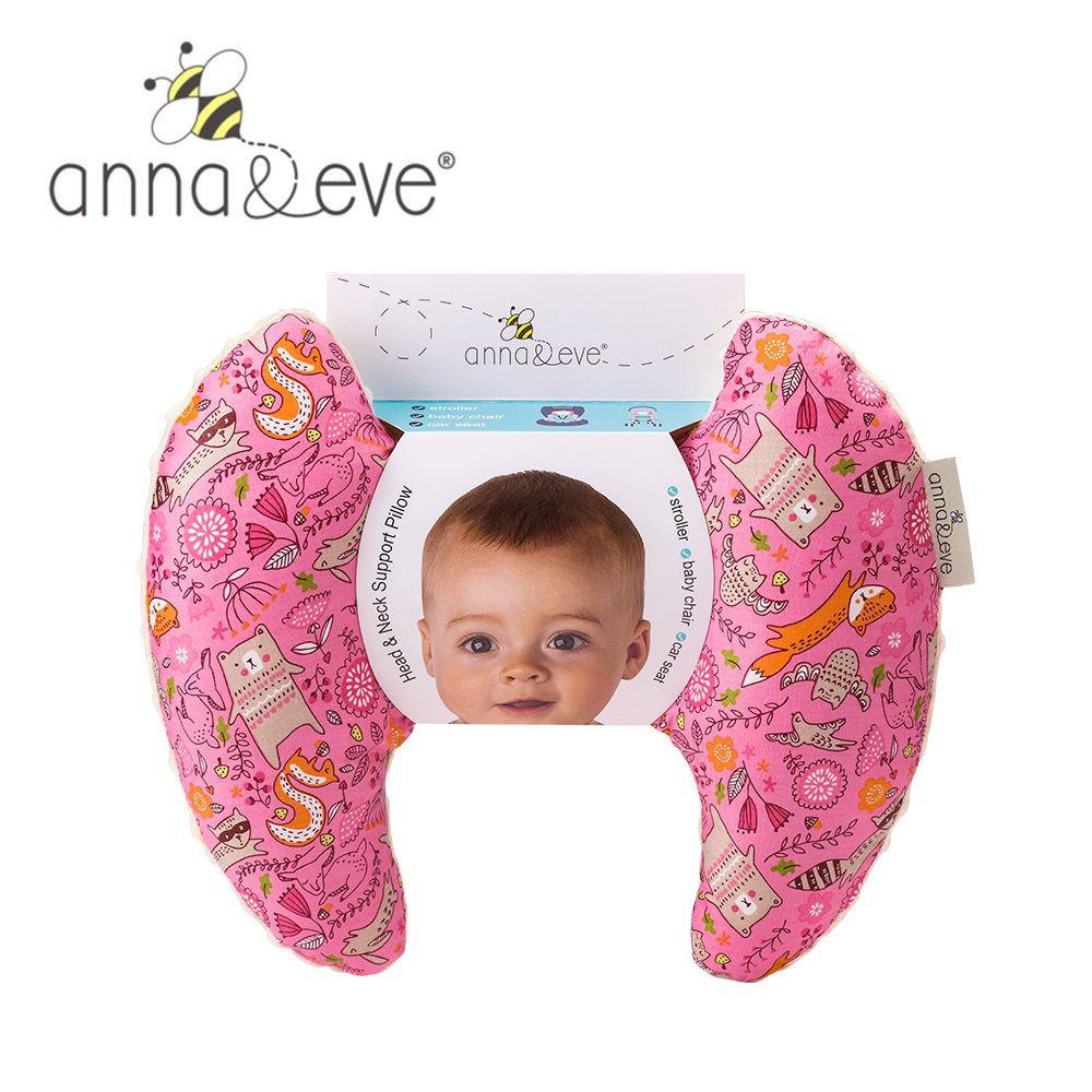 Anna&Eve - 美國嬰幼兒頭頸支撐保護枕-粉色動物俱樂部