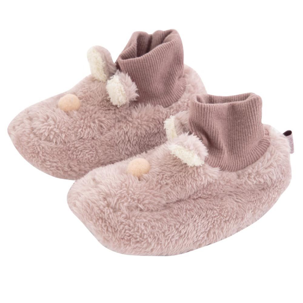 日本 BISQUE - 動物造型超柔軟保暖室內鞋(底部止滑)-兔兔-桃粉 (14-16cm)
