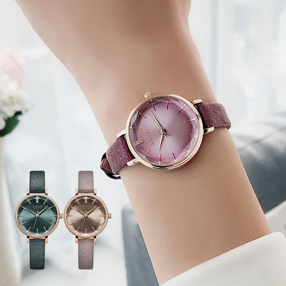 韓國 - 切面玻璃幻境皮革腕錶