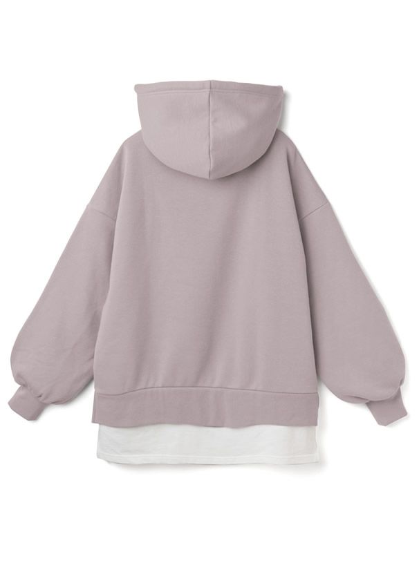 日本 GRL - 假兩件裏起毛連帽T-米