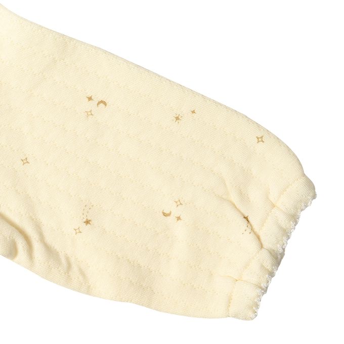 akachan honpo - 長袖有機蓬鬆保暖連身衣-奶油色 (50~70cm)