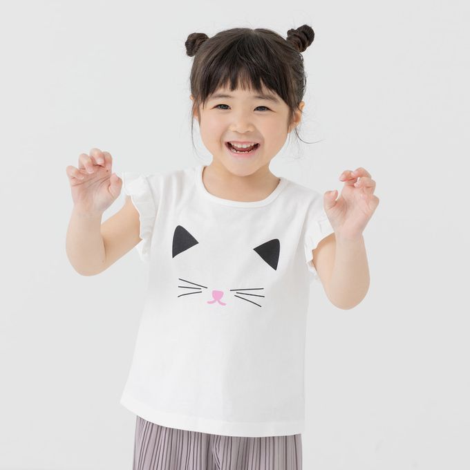 日本 Chil2 - 100%棉 荷葉邊女孩印花短袖上衣-美味甜點-薄荷綠