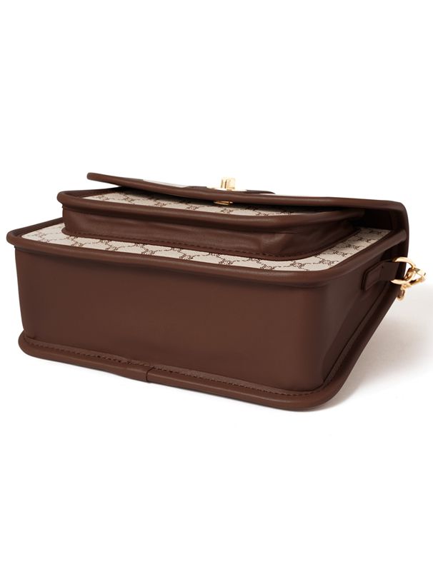 日本 GRL - 滿版花押字方形拼接側背包-杏