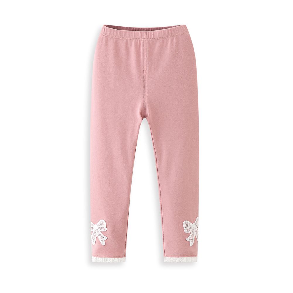 麗嬰房 - 網路獨家款 蝴蝶結花邊休閒褲-皮紅