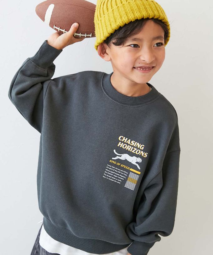 日本 devirock - 熱銷定番 裏起毛落肩大學長袖上衣-山峰-燕麥