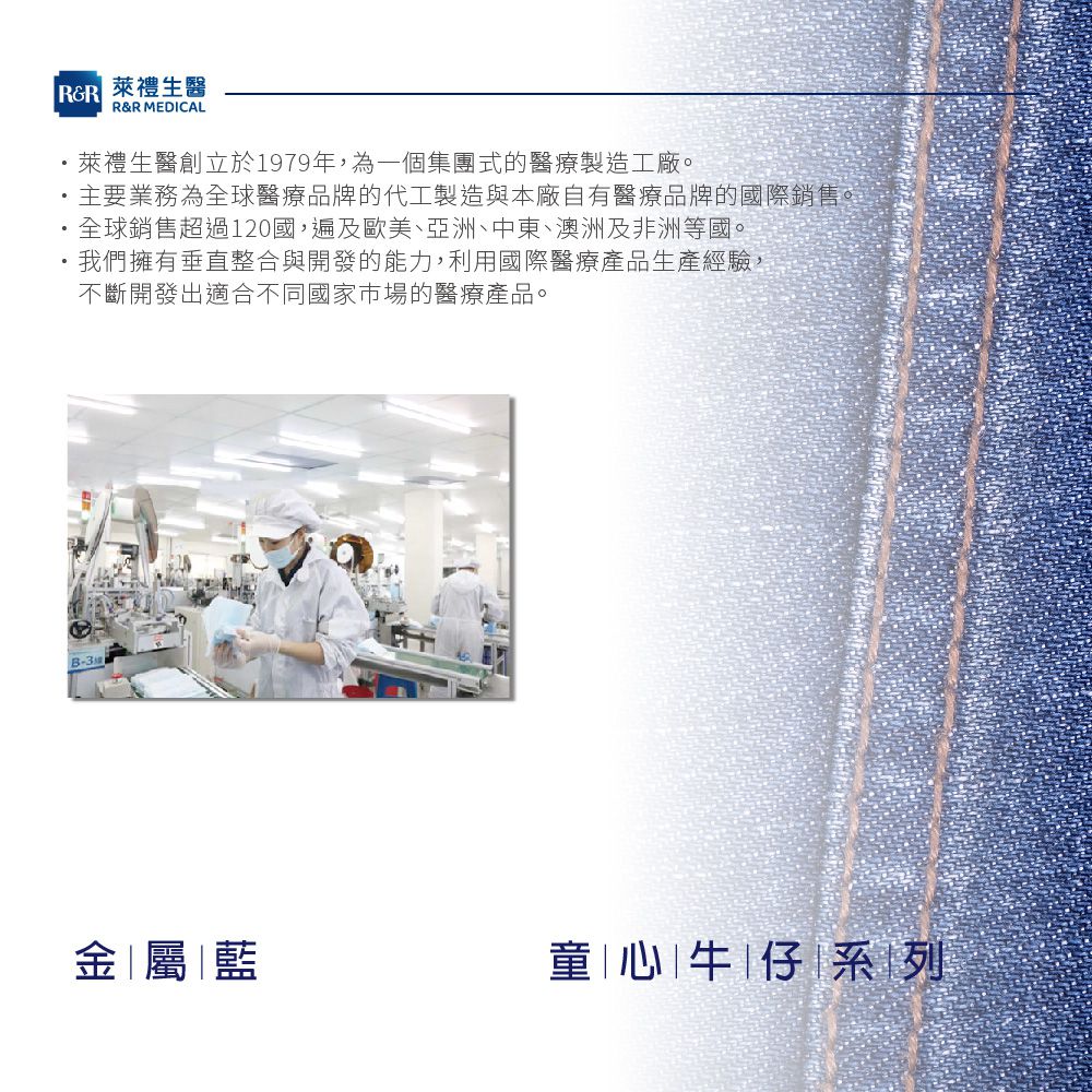 醫療防護口罩/兒童 童心牛仔金屬藍 50入盒裝(炫彩系列)