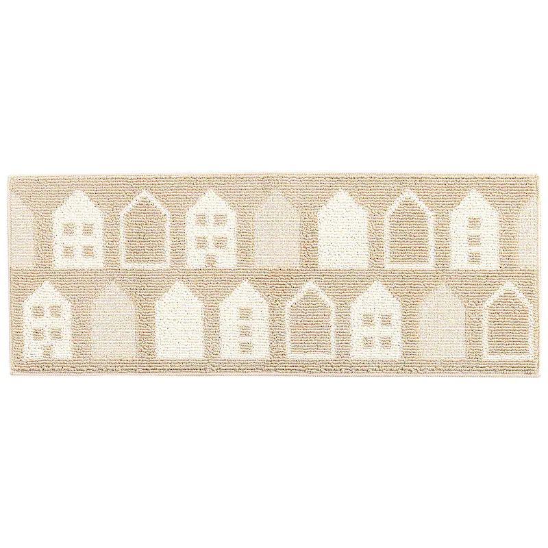 日本千趣會 - 北歐風 長條型腳踏墊(廚房/臥室)-小房子-粉