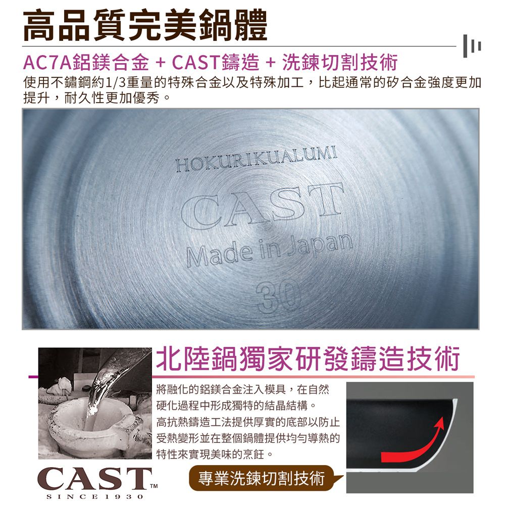 日本北陸 hokua - SenLen洗鍊系列輕量級炒鍋32cm(含蓋)可用金屬鏟