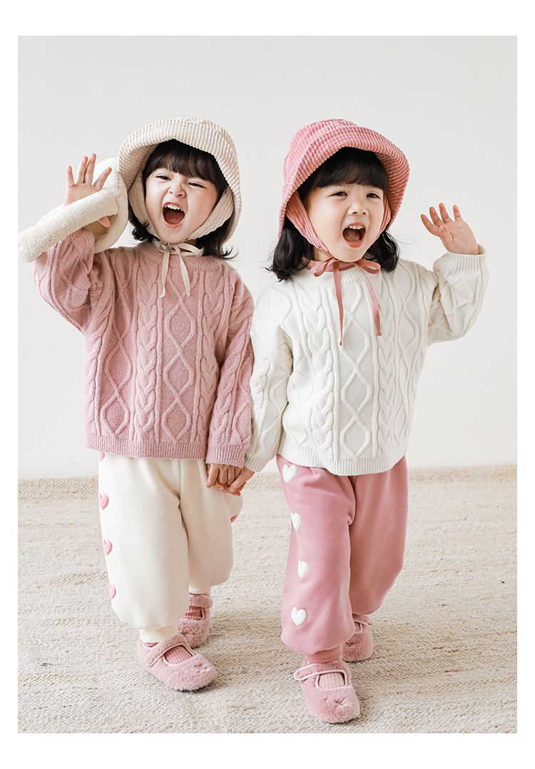 TONGMO - 腰鬆緊運動束口長褲-側邊愛心-桃粉色