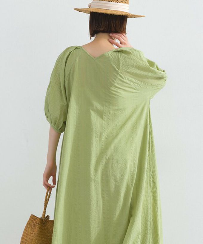 日本 Lupilien - 前後2way 印度棉泡泡袖輕盈洋裝-黑白格紋