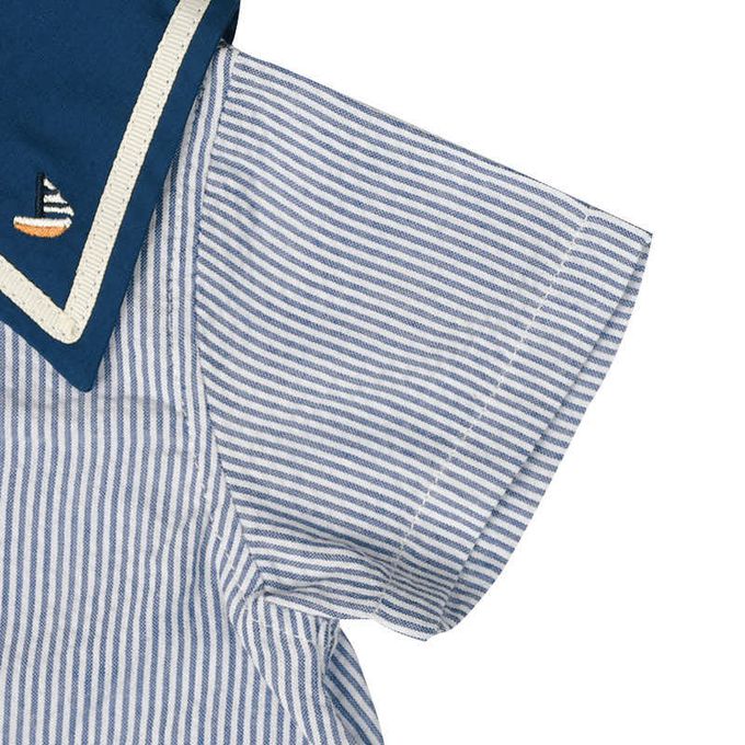 akachan honpo - 短袖兔裝-平織 航海圖案-深藍色