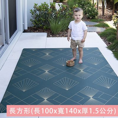 澳洲 Mikro Australia - 精緻美學地墊 - Emerald Deco 線性之美-輕奢深綠-小 (長100x寬140x厚1.5公分)