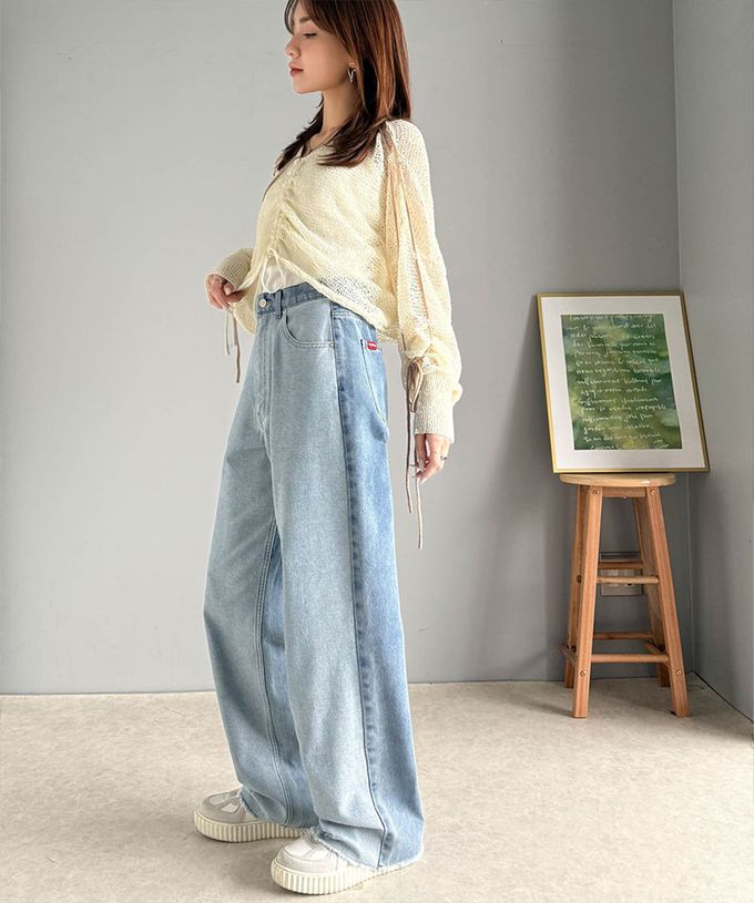 日本 Classical Elf - Java 個性深淺配色寬版丹寧褲-藍系