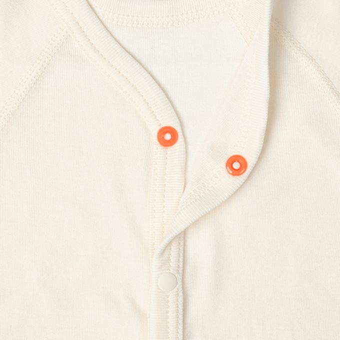 akachan honpo - 短袖有機包屁衣2件組-前開式-象牙白色