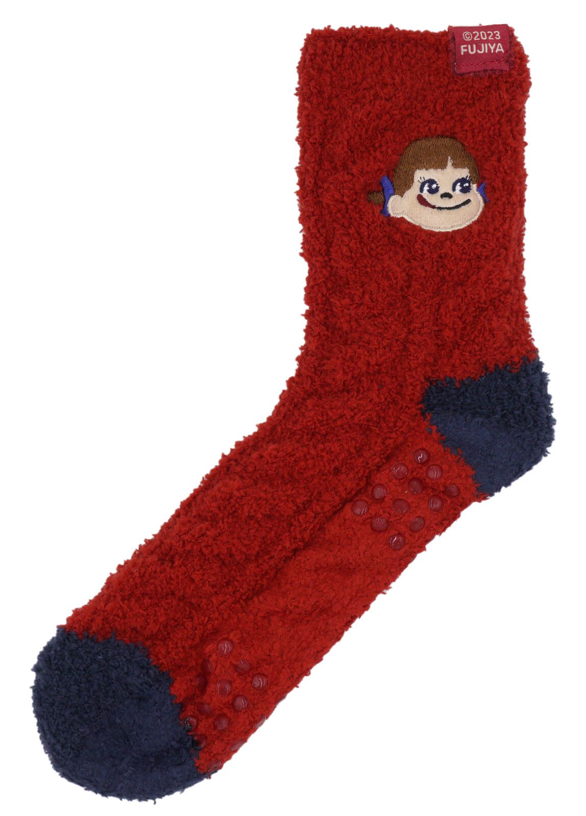 日本 friendshill - peko聯名款 刺繡柔軟針織保暖長襪-奶茶 (22-25cm)