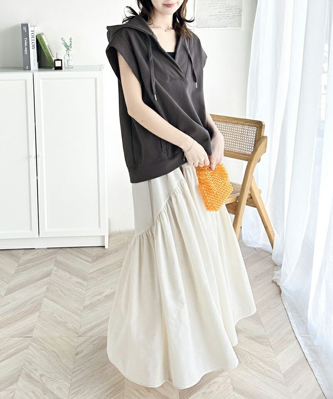 日本 Classical Elf - Java 深V領休閒寬短袖連帽上衣-淺灰