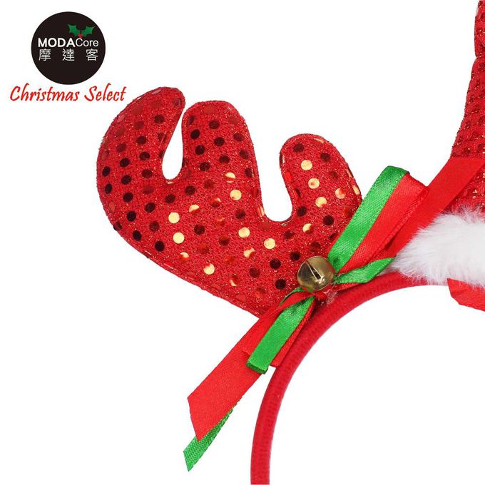 MODACore 摩達客 - 紅亮片鹿角尖帽髮箍