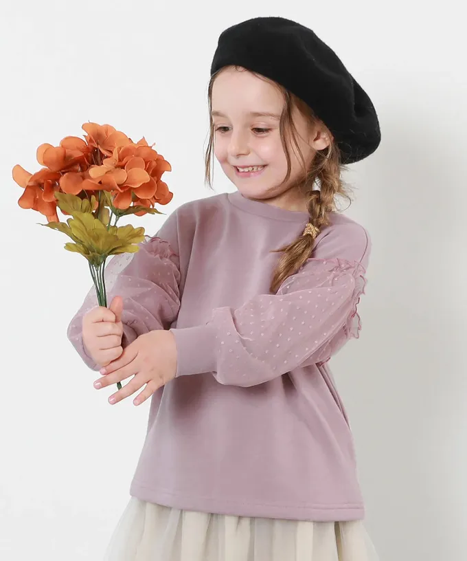 日本 devirock - 夢幻蕾絲拼接長袖上衣-象牙白