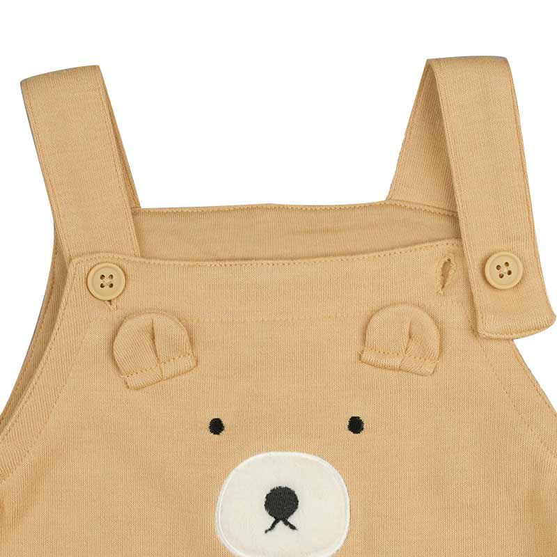 akachan honpo - 男吊帶褲+T恤-淺卡其色