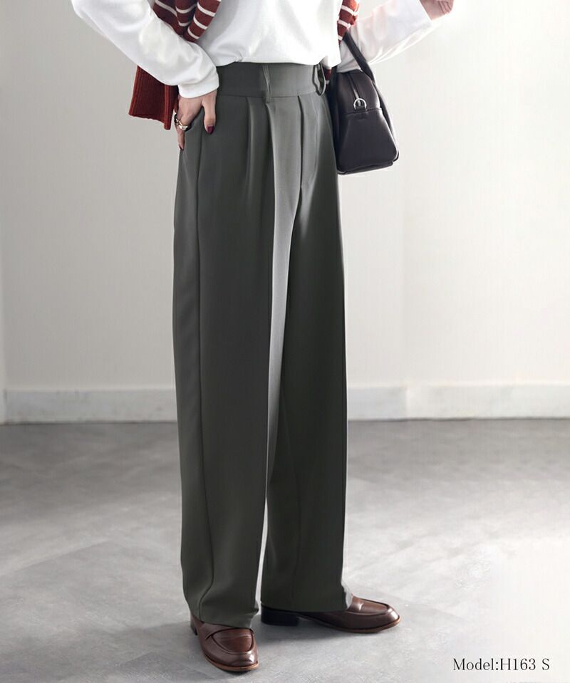 日本 Classical Elf - 修長美腿打褶西裝褲-摩卡棕