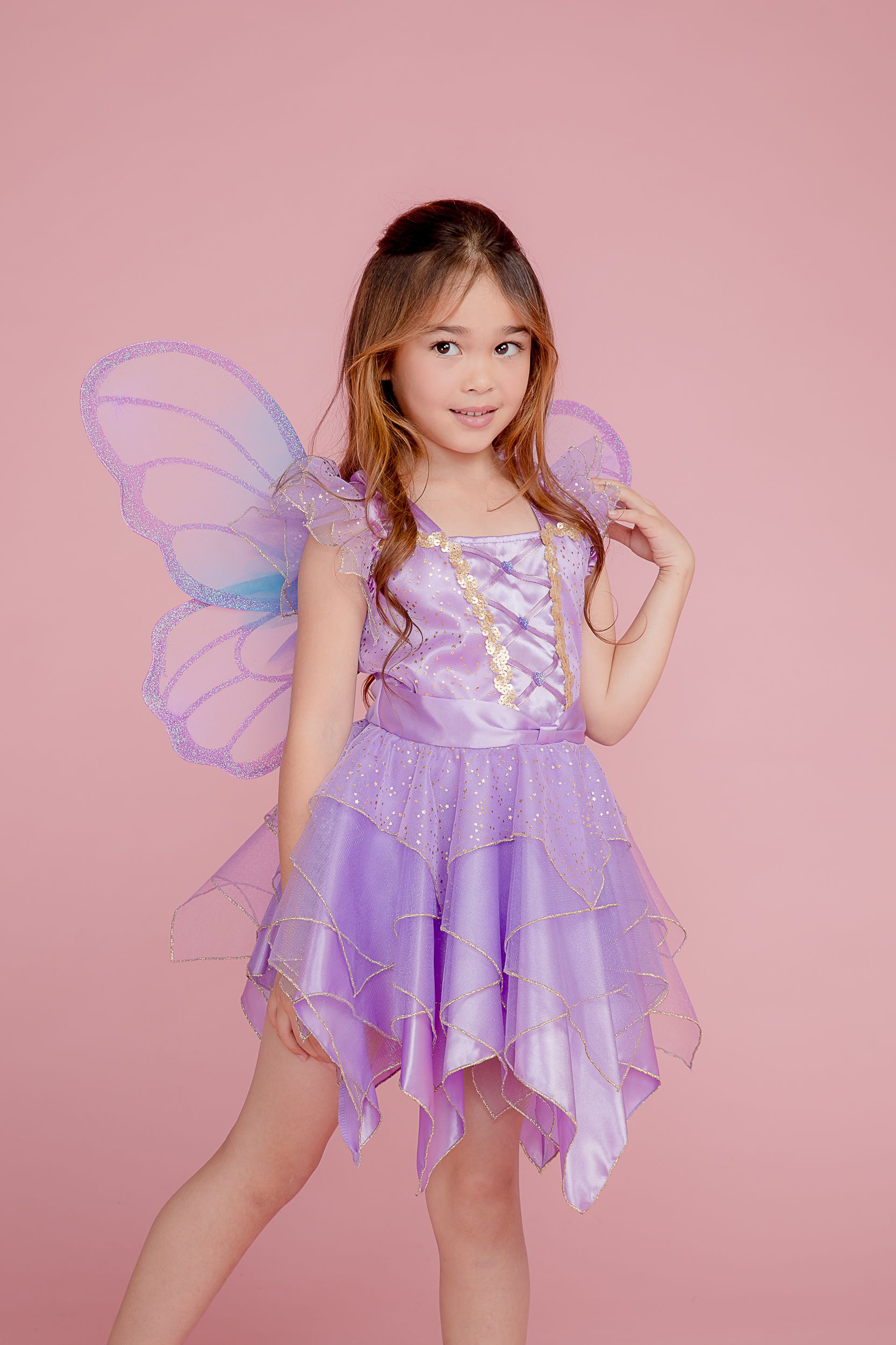 Love, Charlotte - 紫蝴蝶仙子裝-短裙背心洋裝及翅膀-內含洋裝+背式翅膀