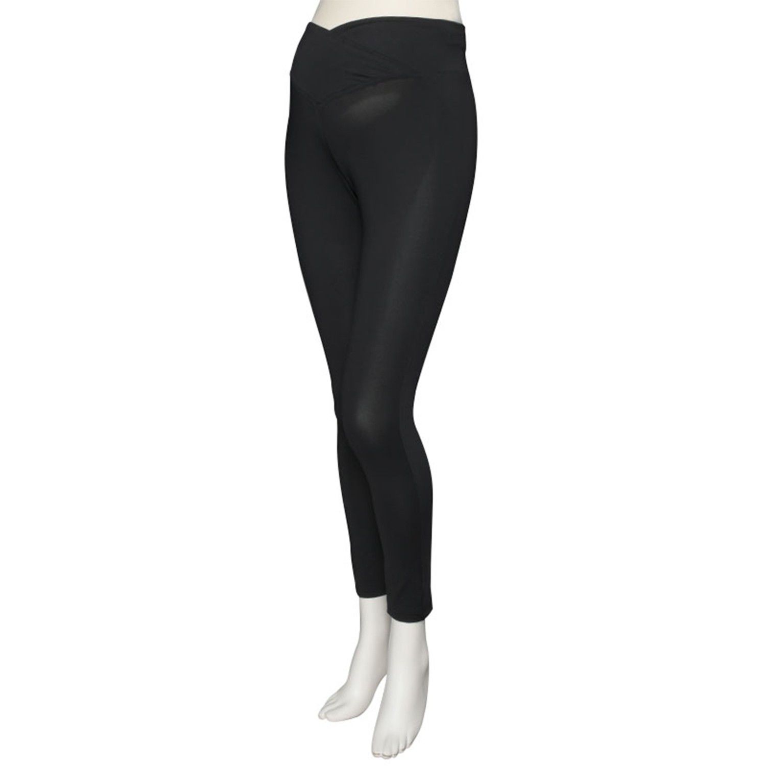 akachan honpo - 腹部交叉設計10分緊身褲-黑色