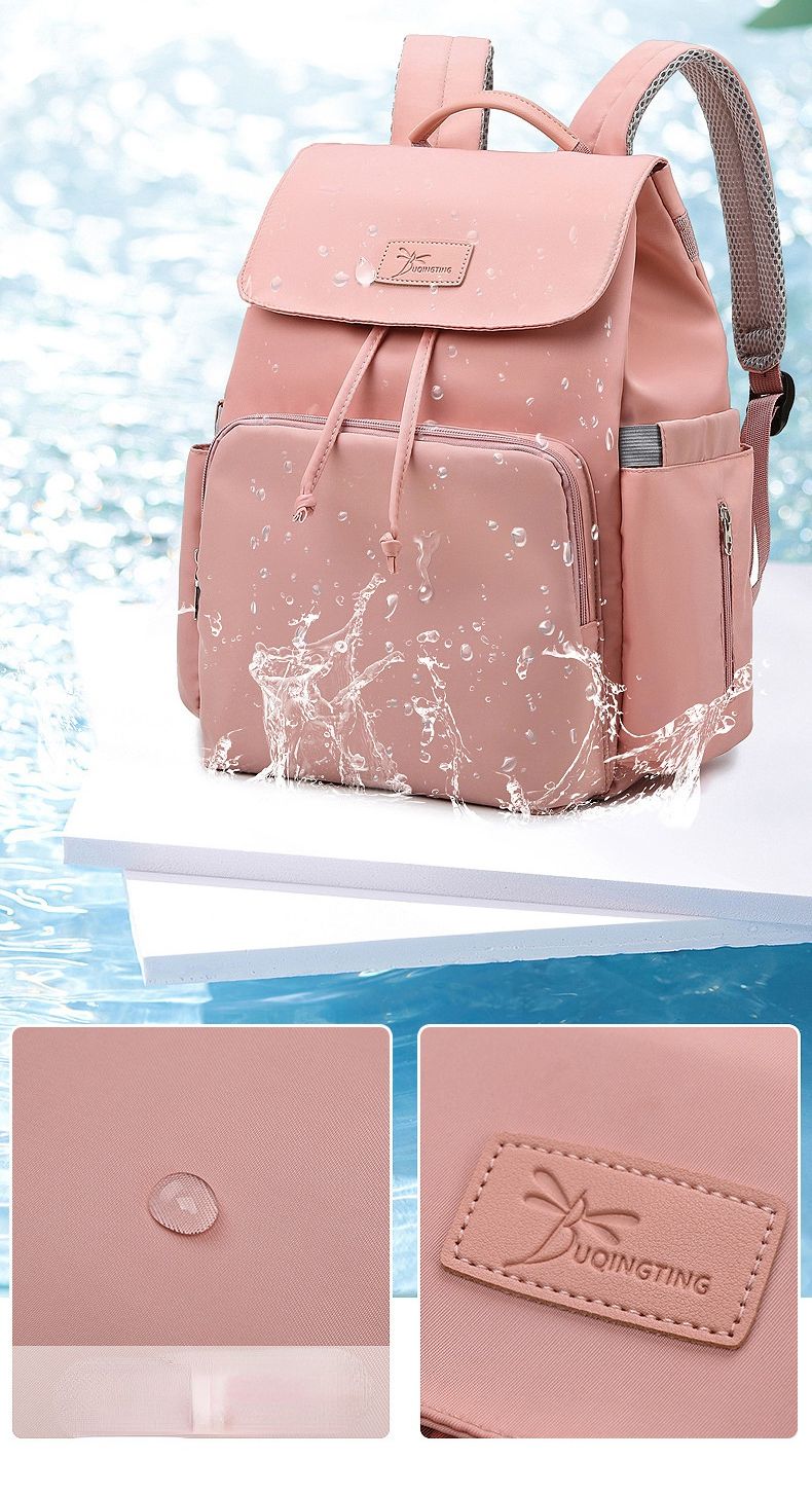 時尚多功能乾濕分離媽媽包/後背包-抽繩款-黑色 (40x34x19cm)