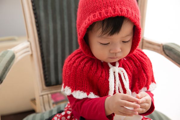 日安朵朵 - 小紅帽女童針織毛線帽披肩 (0-3歲)