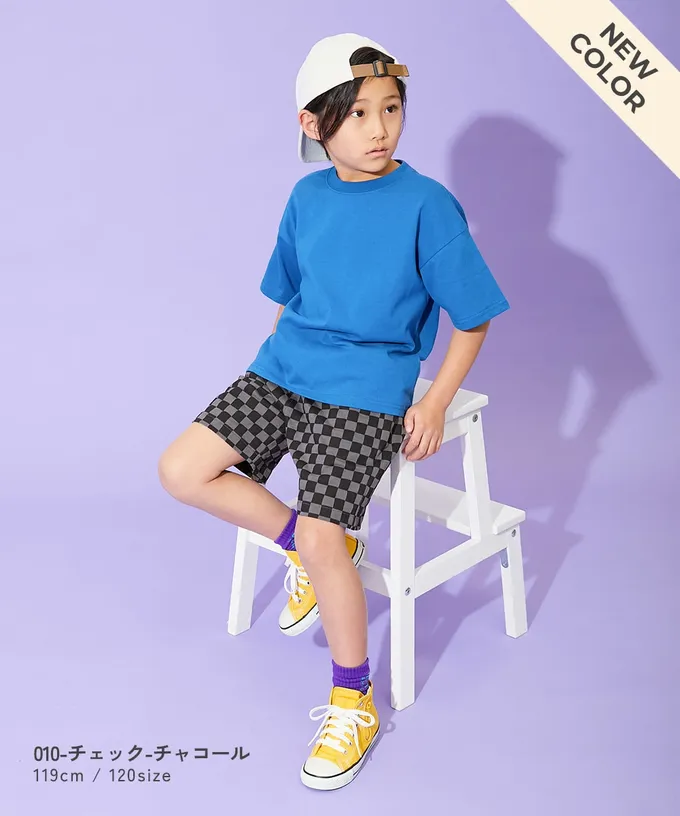 日本 devirock - 夏日印花純棉寬版短褲-潑墨-黑