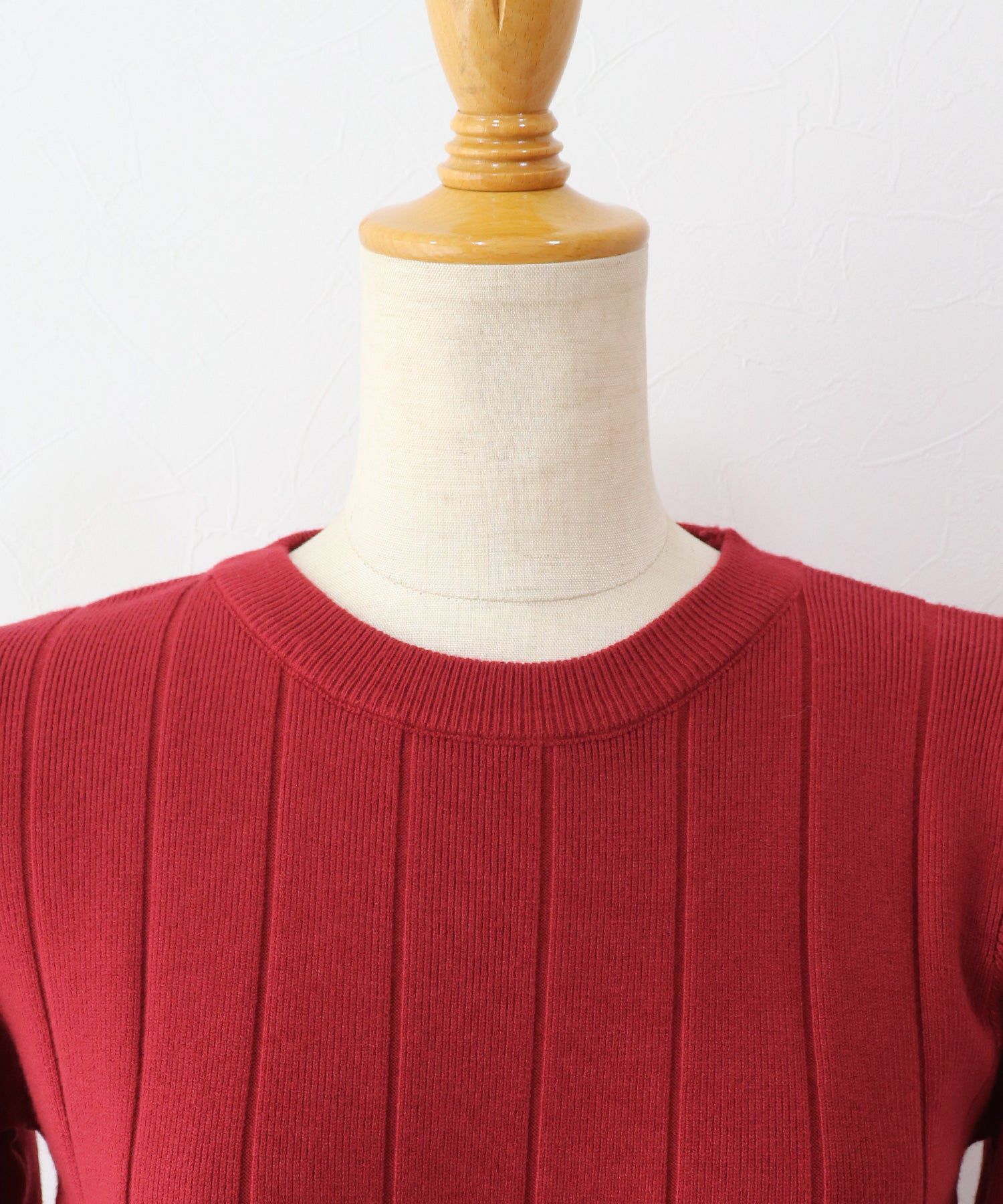 日本 BLUE EAST - 圓領粗羅紋針織上衣-紅